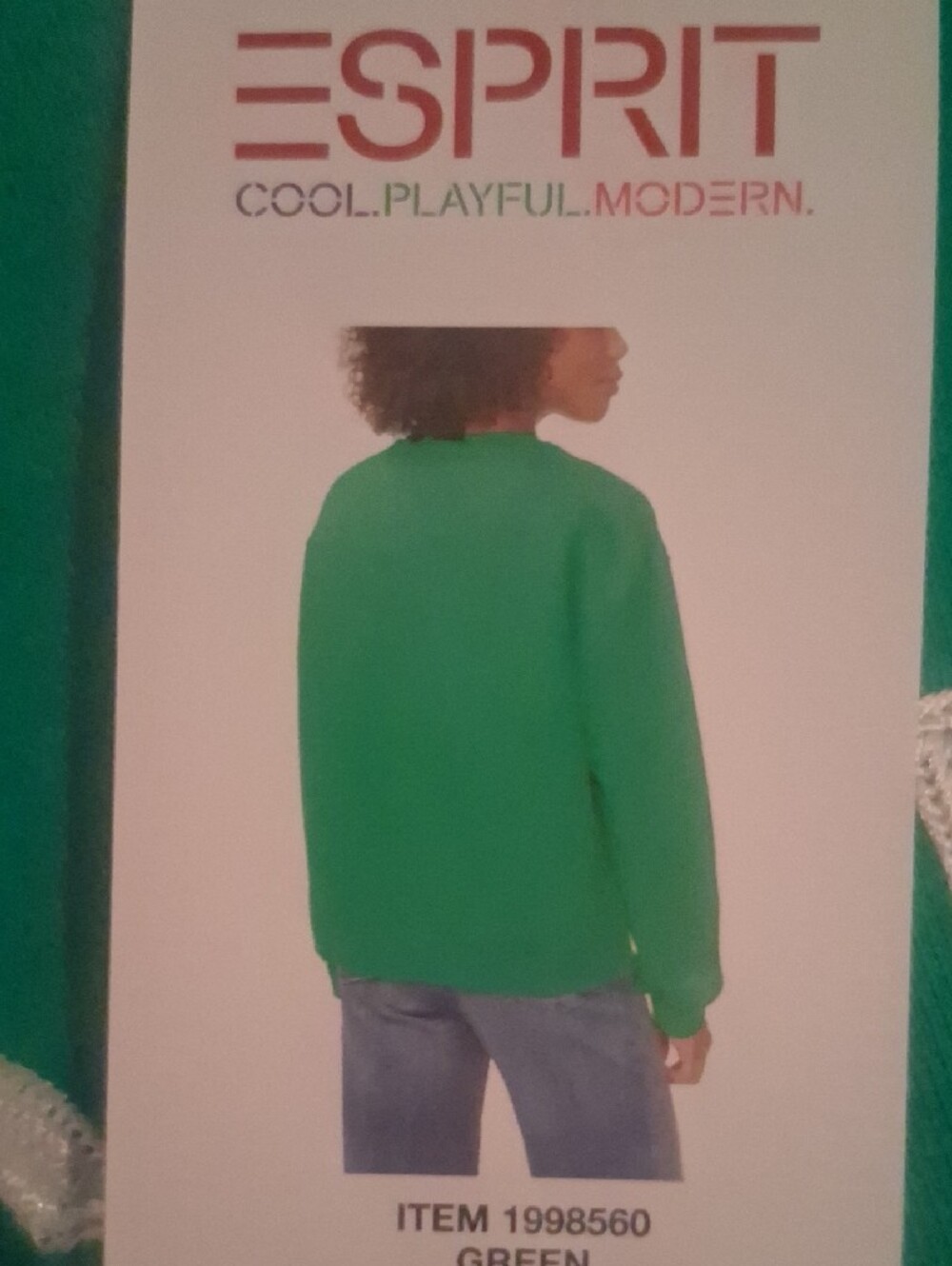Esprit Womans Bright Green Logo Pullover - Picture 4 of 4